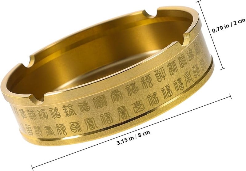 Brass Round Tabletop Ashtray Retro Metal Ash Holder Home Office Decor Smoke Catcher - Image 2